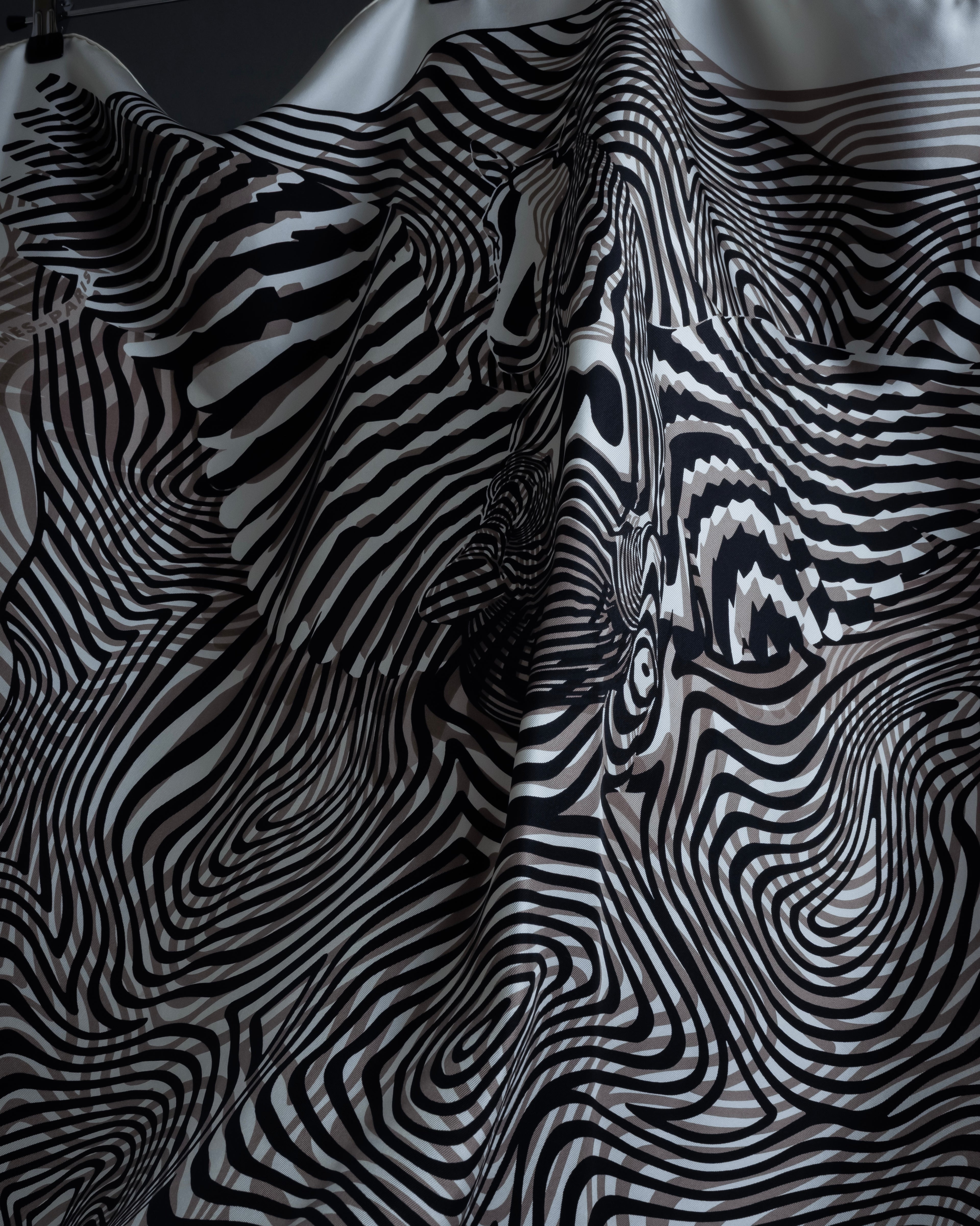 "HERMES" Zebra abstract print Carre 90 silk scarf