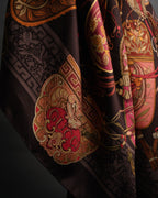 “GUCCI” 90’s Oriental motif silk carré scarf