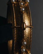 索尼娅·里基尔 80年代末至90年代初哑光金镀仿珍珠伊特鲁里安复兴风格手镯