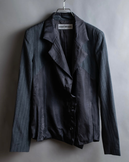 "ISSEY MIYAKE" Different material switching design shape pattern tailored jacket