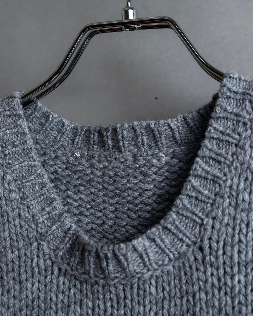 "VALENTINO" Floral lace cable knit docking design pullover