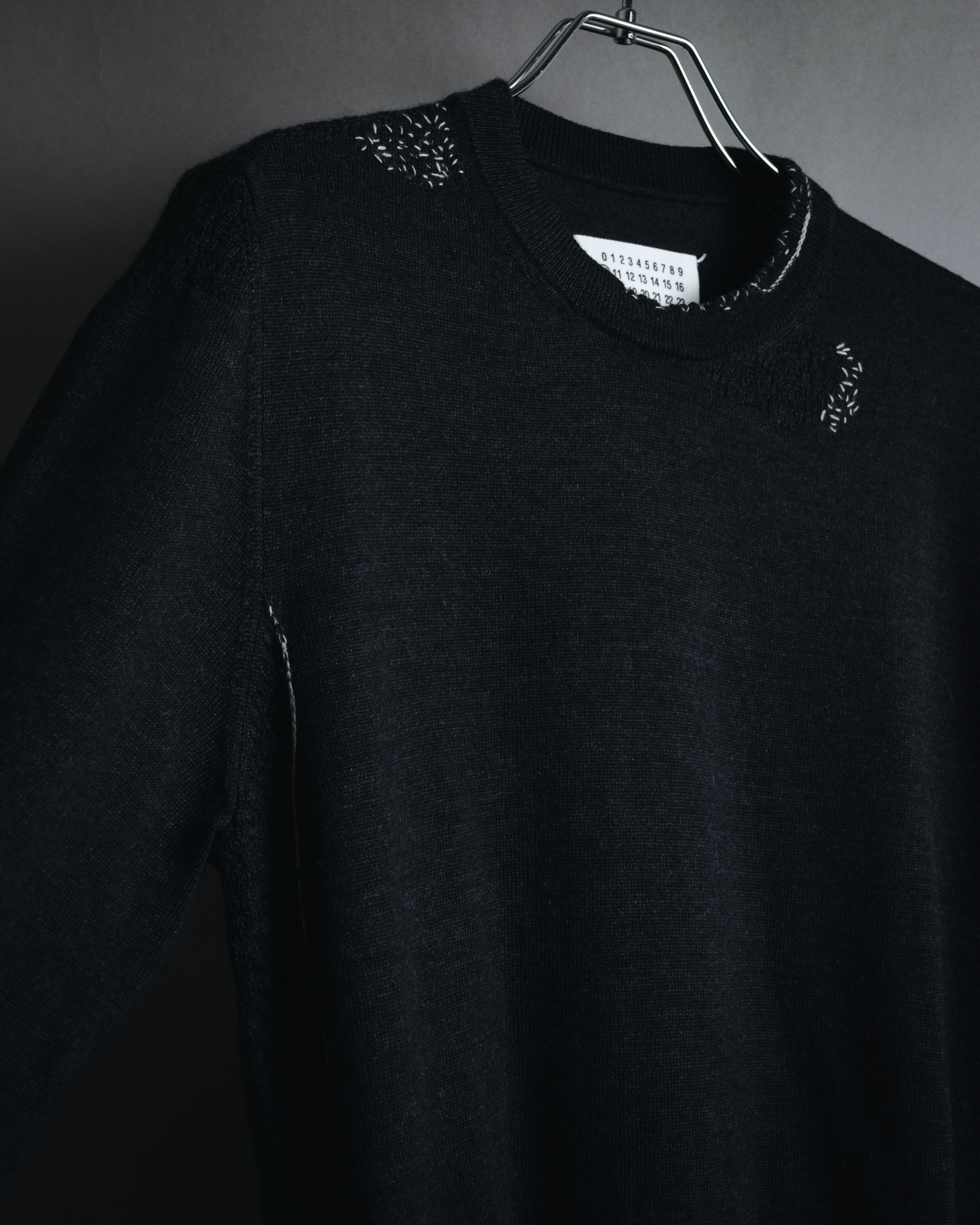 "Maison Margiela" 15AW deconstructed hand-stitched crewneck knit