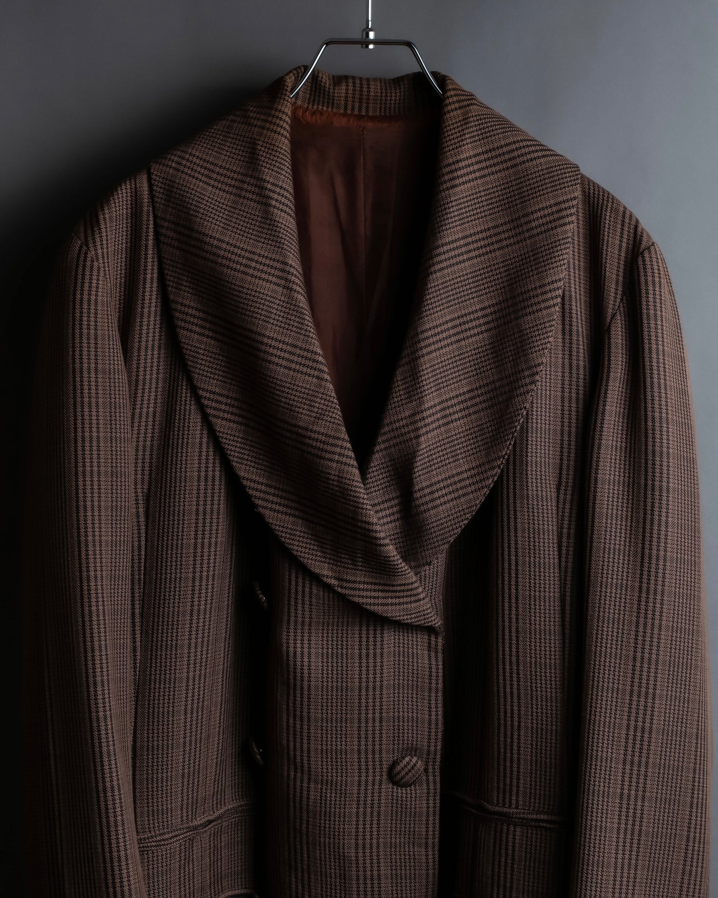 "Vintage different houndstooth pattern shawl collar jacket"