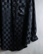 "FENDI JEANS" Logo engraved check pattern glossy shirt