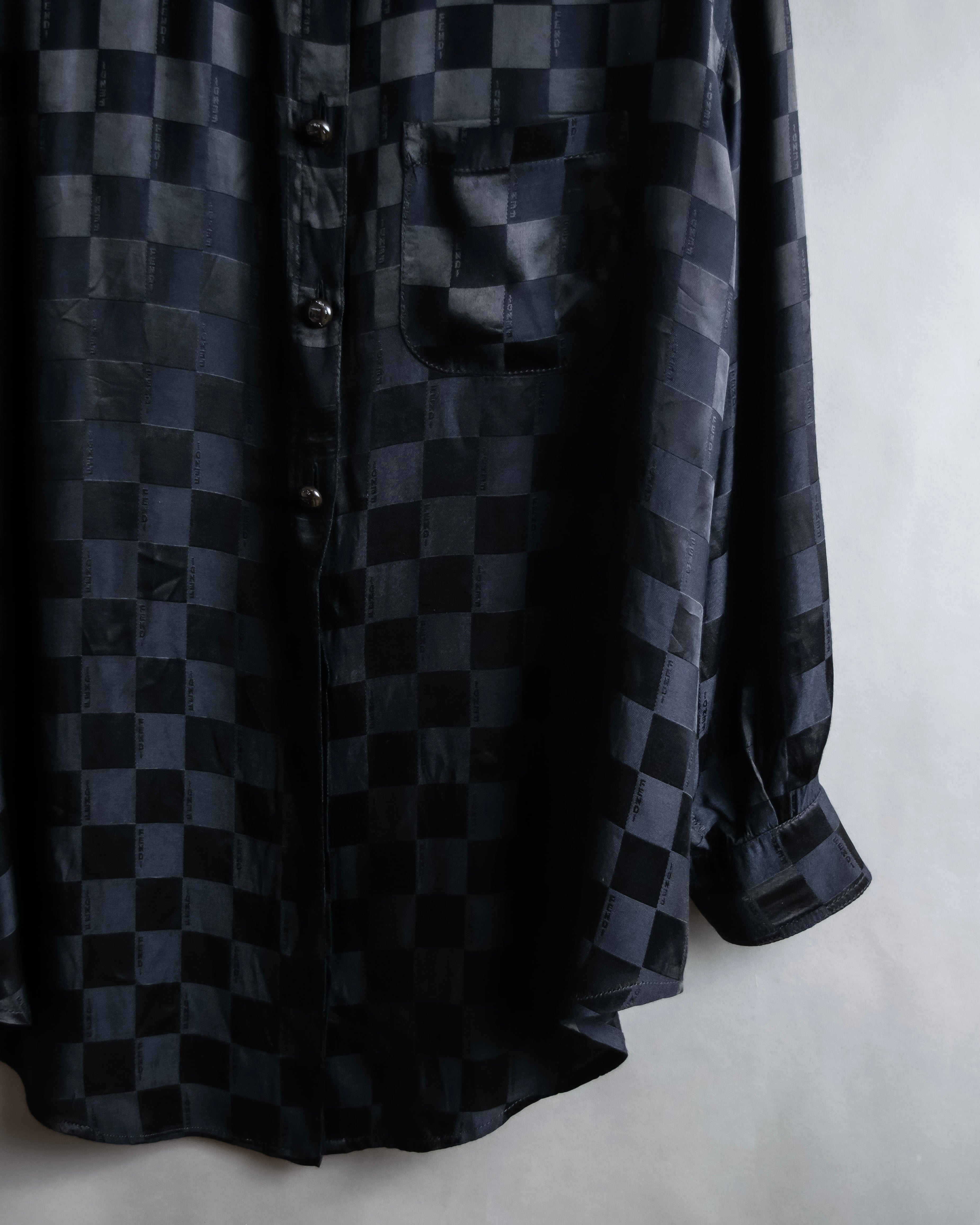 "FENDI JEANS" Logo engraved check pattern glossy shirt