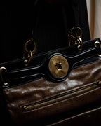 "BALENCIAGA" Gold turn lock design leather combination bag