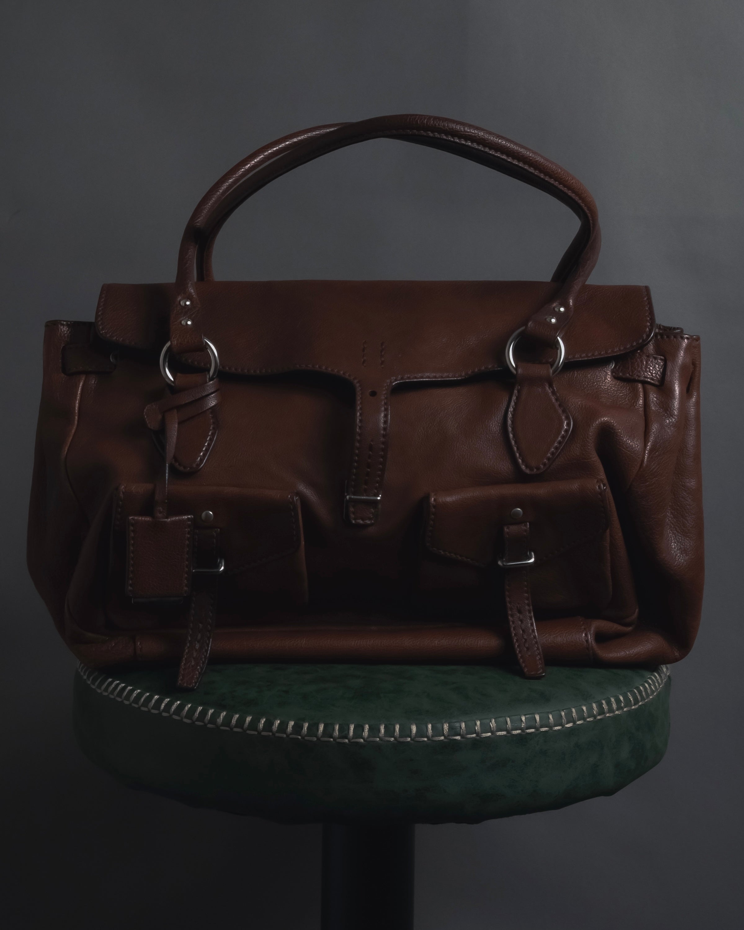 "JIL SANDER" 90’s-00’s Functional pocket leather satchel bag