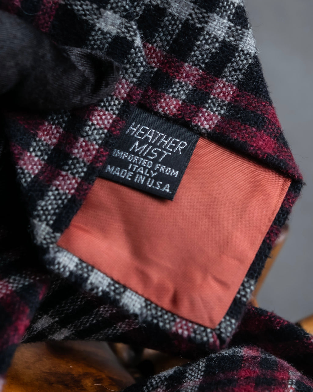 "YVES SAINT LAURENT" Tartan check wool neck tie