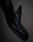 "HERMES" 90’s-00’s box calf H buckle loafers