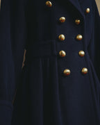 "Yves Saint Laurent" 80's-90's Gold-buttoned double-breasted wool coat