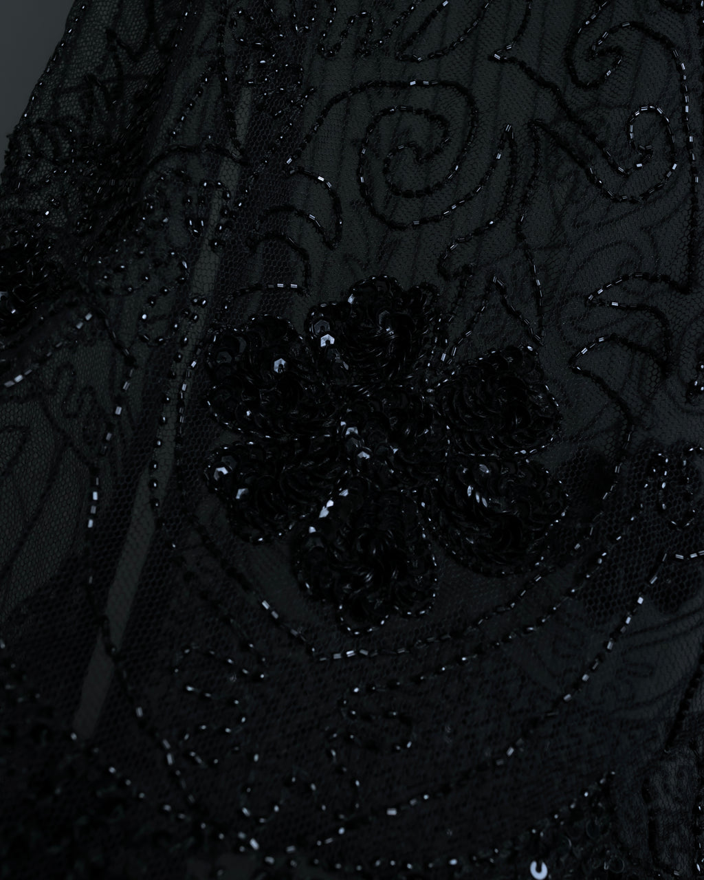 "RRL Ralph Lauren" Sequined beaded plant motif tulle sleeveless dress