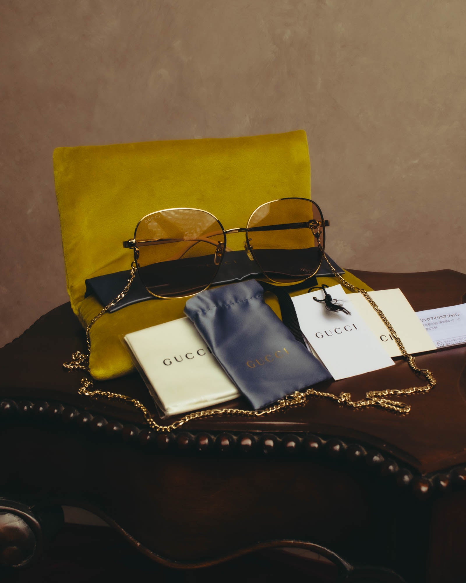 -SPECIAL- “GUCCI” 2016-2022 chain detailed oversized sunglasses