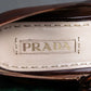 "PRADA" Brown leather stepped sole wedge heel pumps