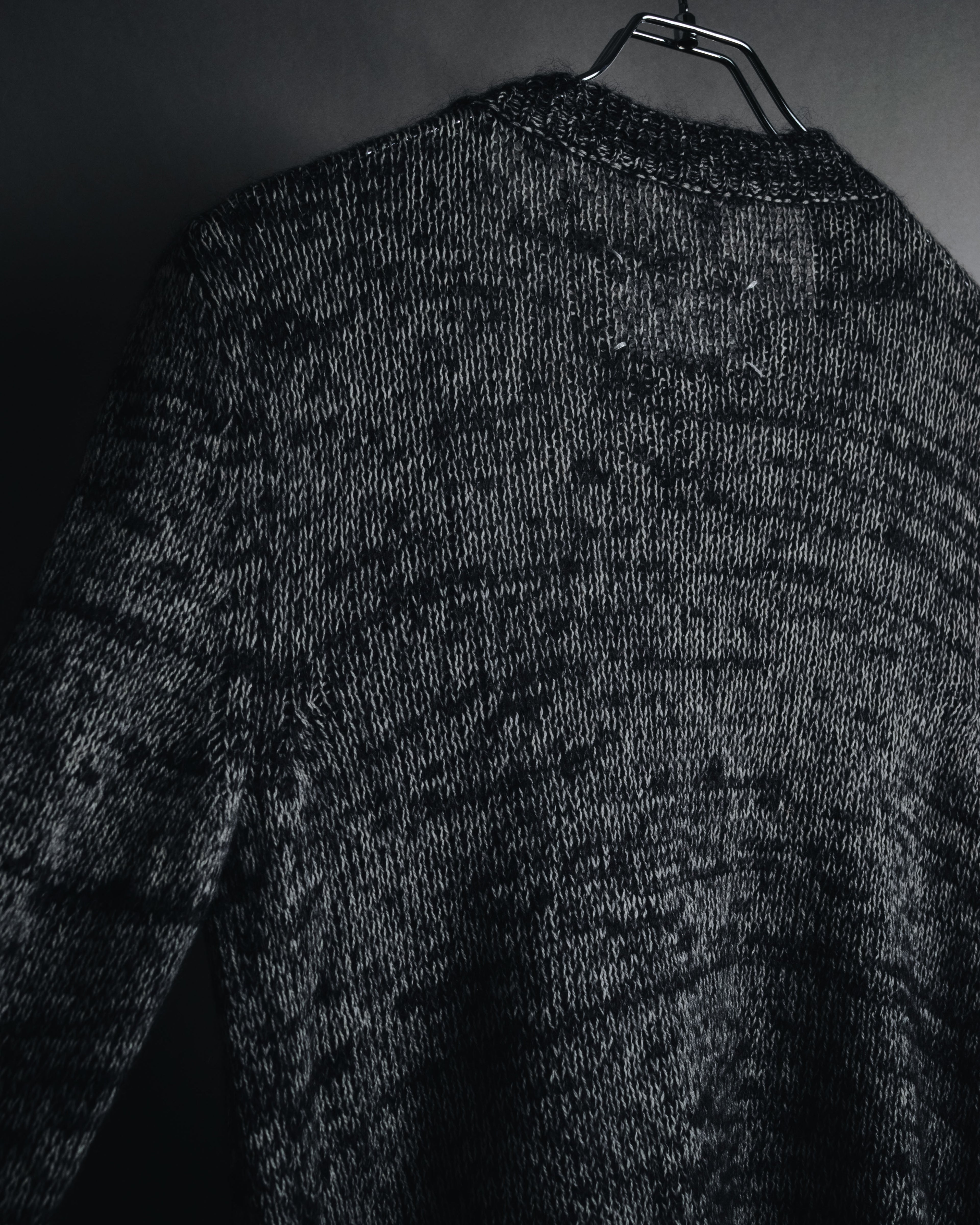 "Maison Martin Margiela" 2011AW deconstructed melange mohair wool cardigan