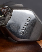 "GUCCI" Polished silver crystal sculptural ring