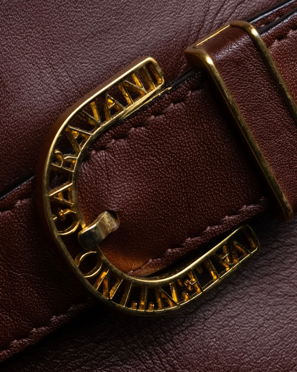 "Valentino Garavani" Reddish brown trapezoid silhouette 2way leather bag