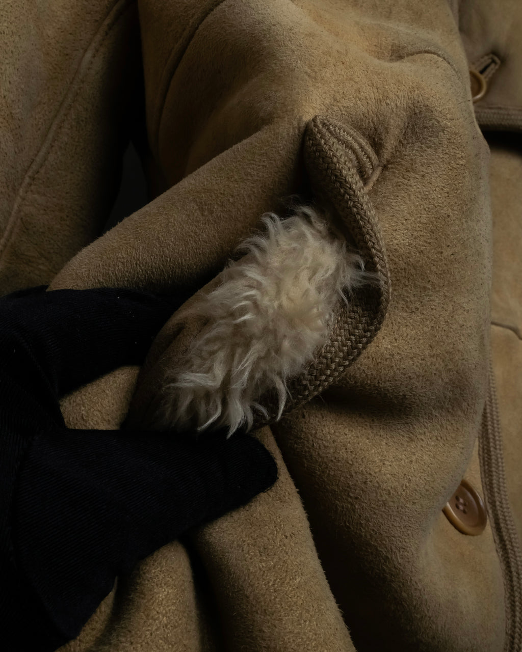 "LOEWE" 90's Panel-switched design mouton shearling coat