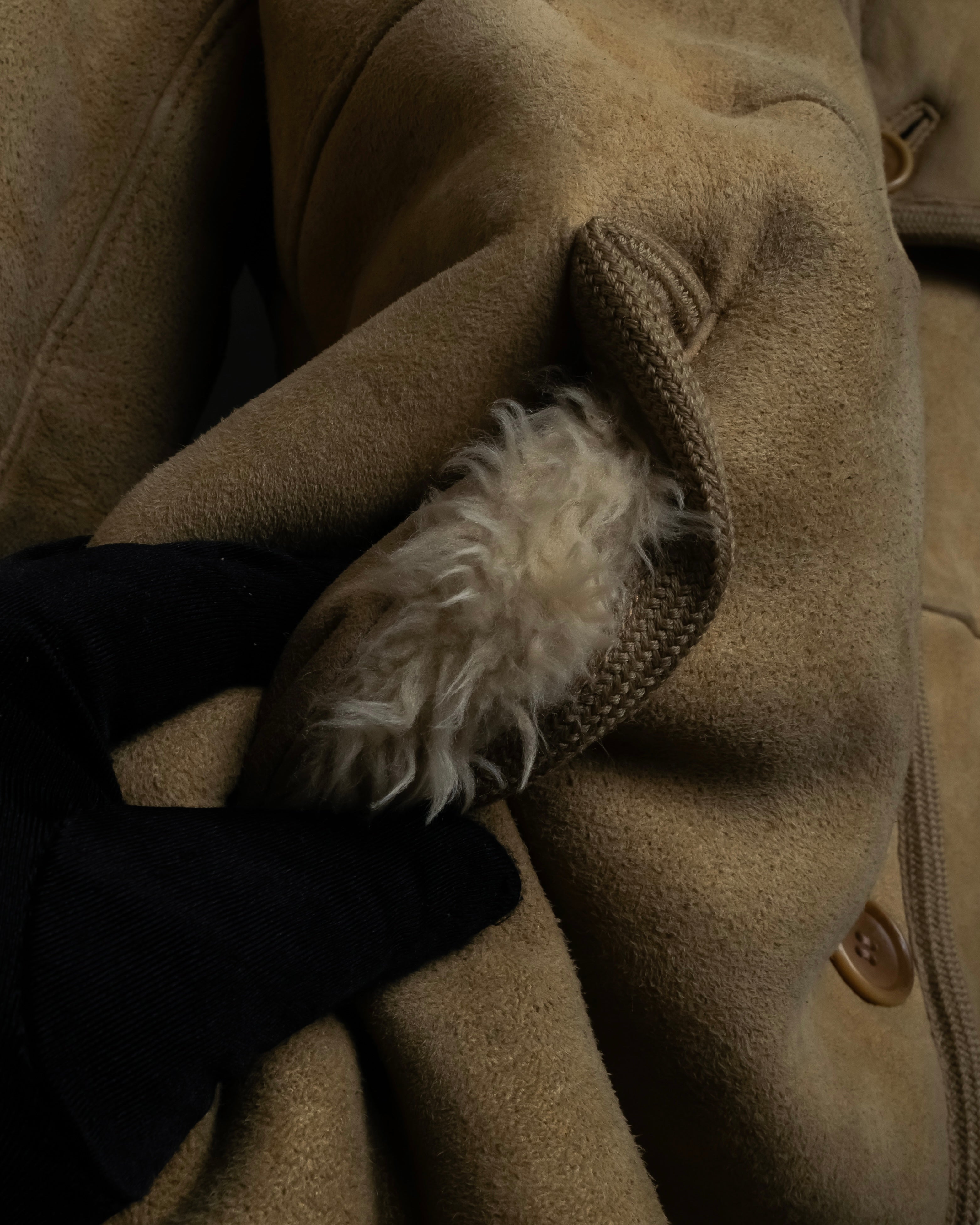 "LOEWE" 90's Panel-switched design mouton shearling coat