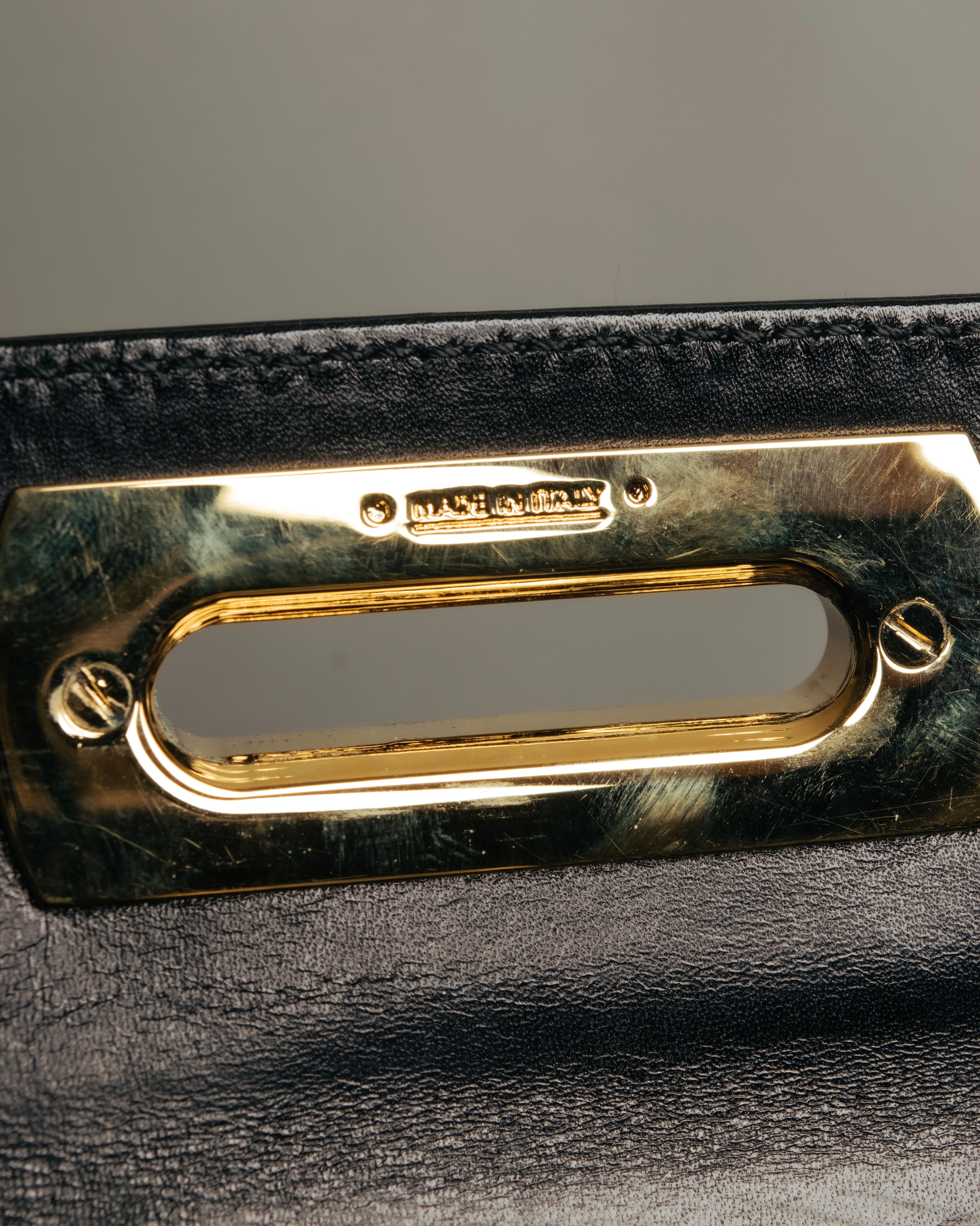 “Salvatore Ferragamo” 90’s-00’s Gancini top handle box calf bag