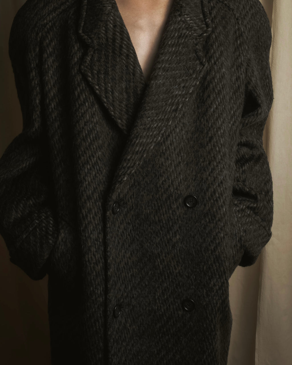 Abrigo de mezcla de mohair de doble botonadura de los años 90 de Christian Dior MONSIEUR