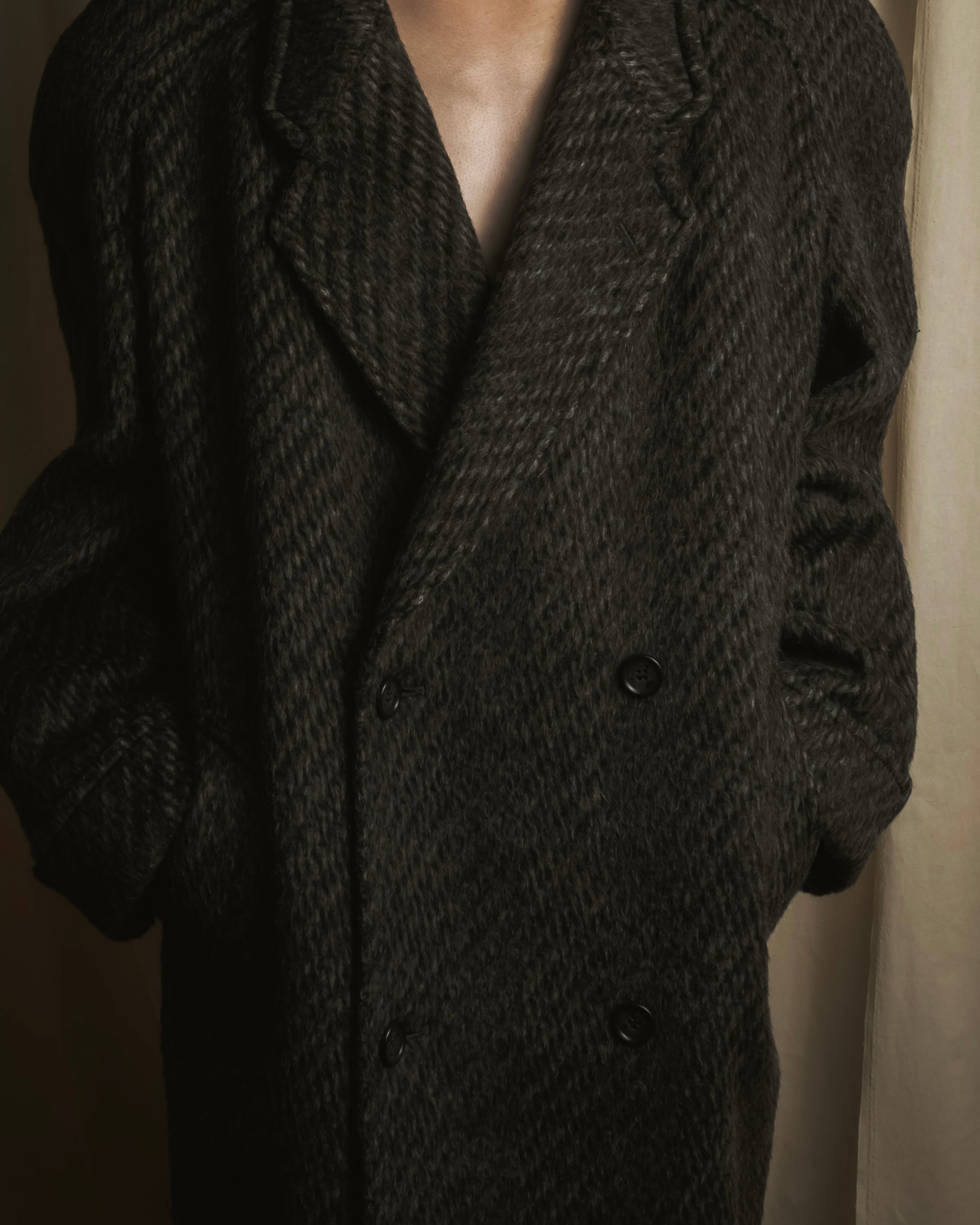 Abrigo de mezcla de mohair de doble botonadura de los años 90 de Christian Dior MONSIEUR