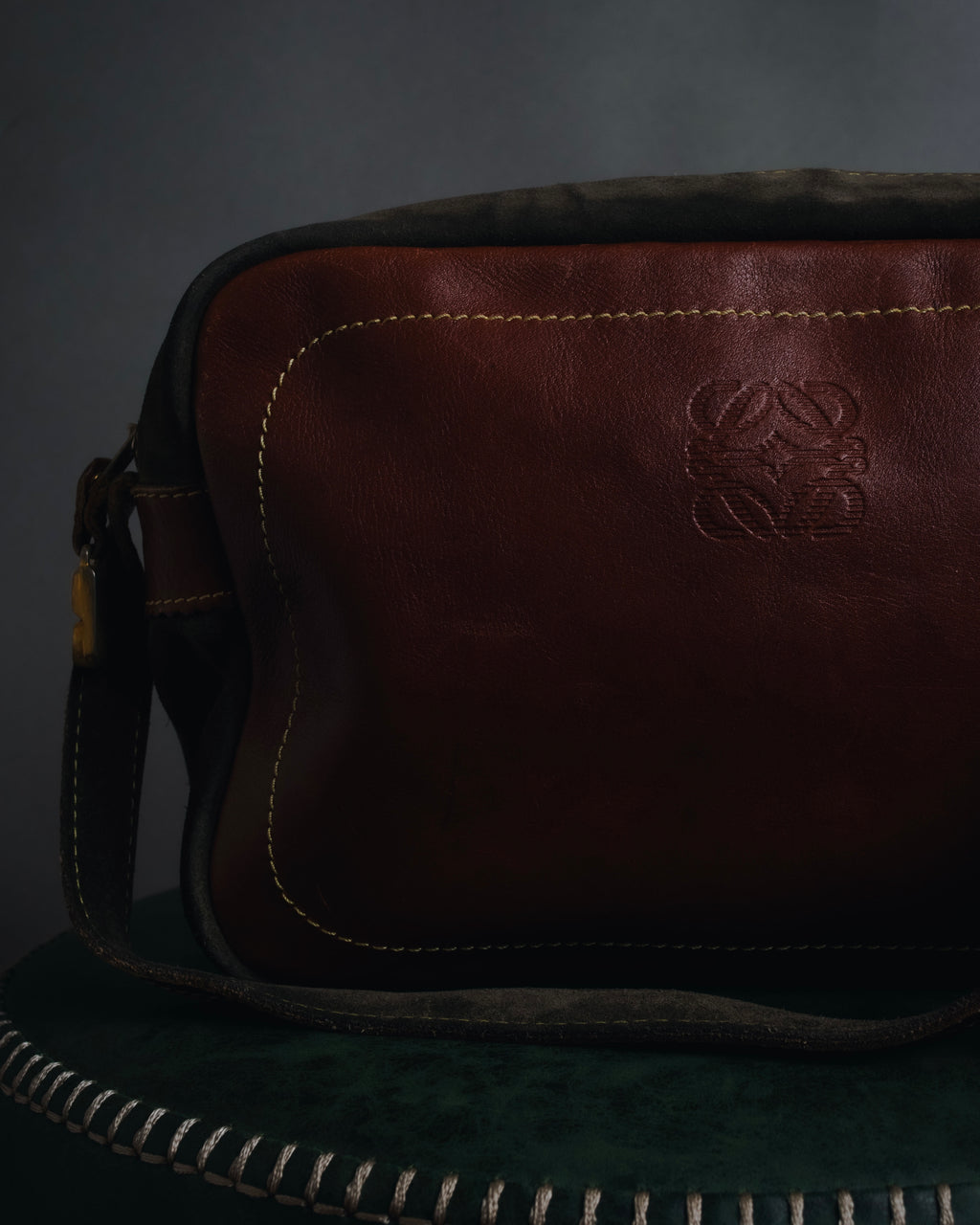 "LOEWE" 80’s bicolor nappa leather and suede shoulder bag