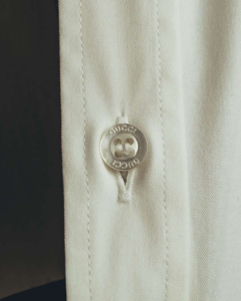 "GUCCI" 10's-20's Minimal ivory dress shirt