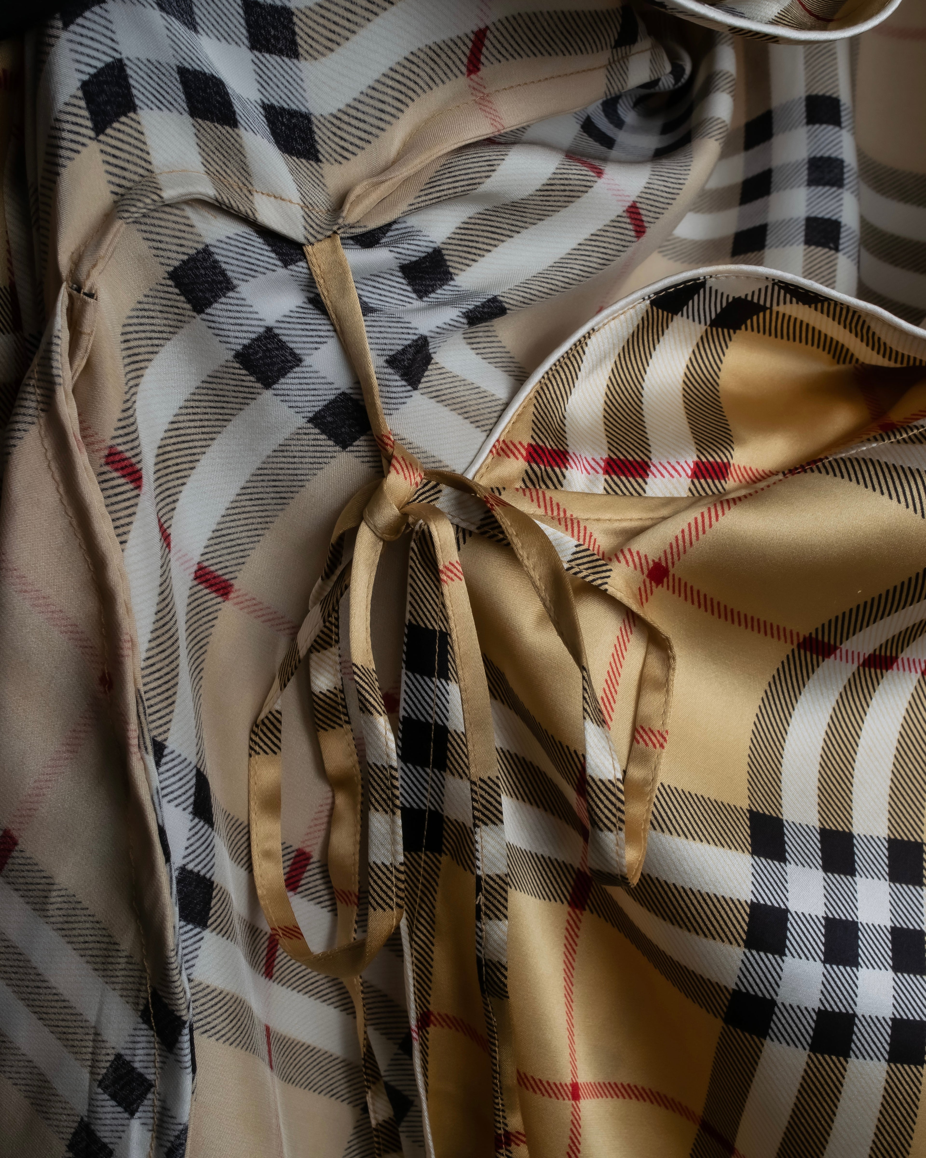 "BURBERRYS" Nova check maxi length silk gown coat