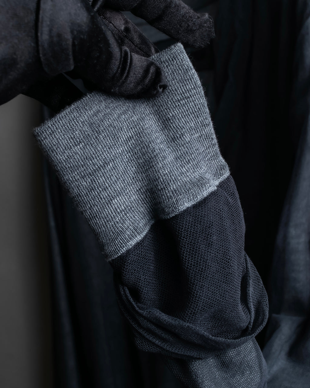 "DOLCE & GABBANA" Sheer layered V-neck grey knit