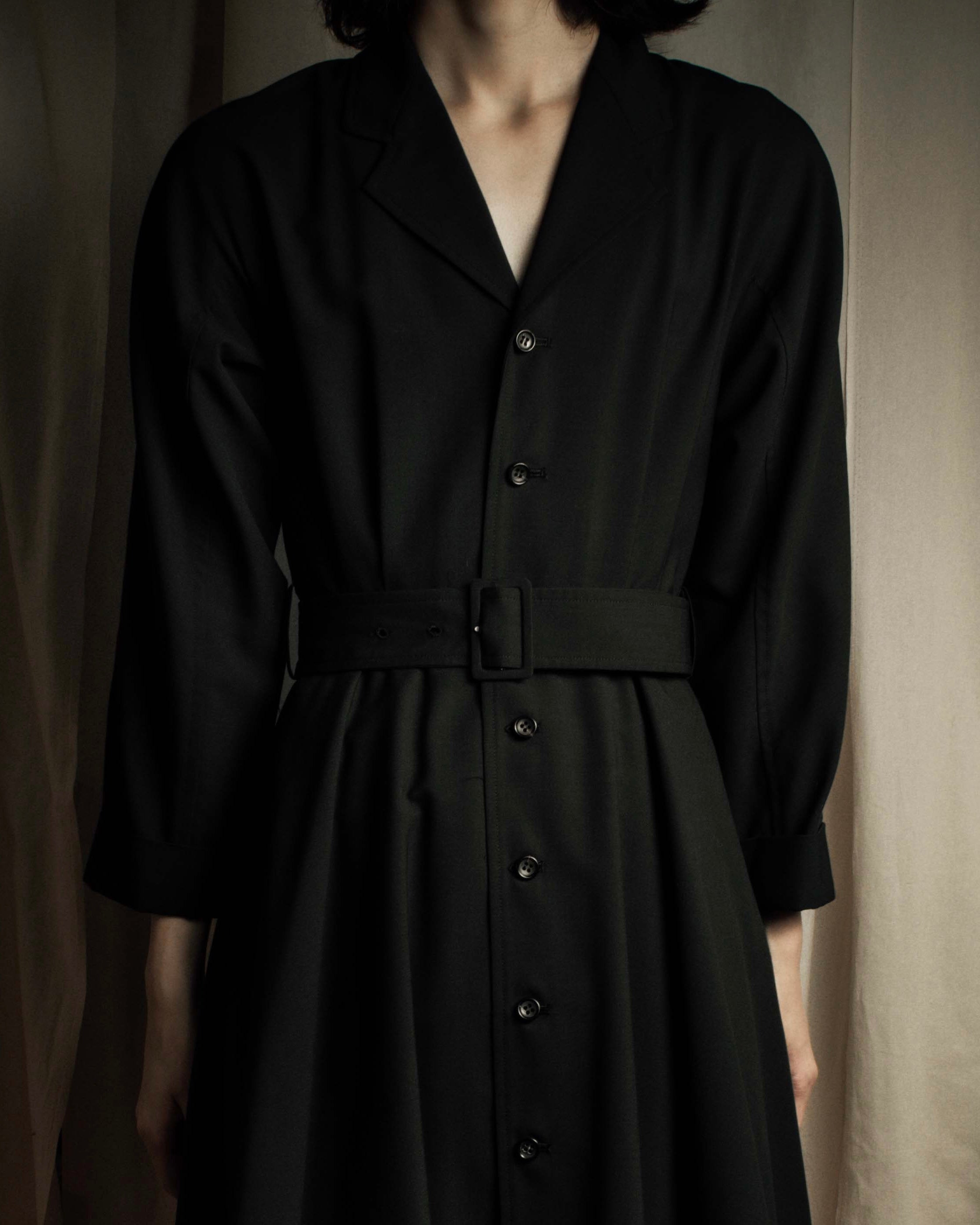 "tricot COMME des GARCONS" 90's Tailored collar belted long dress