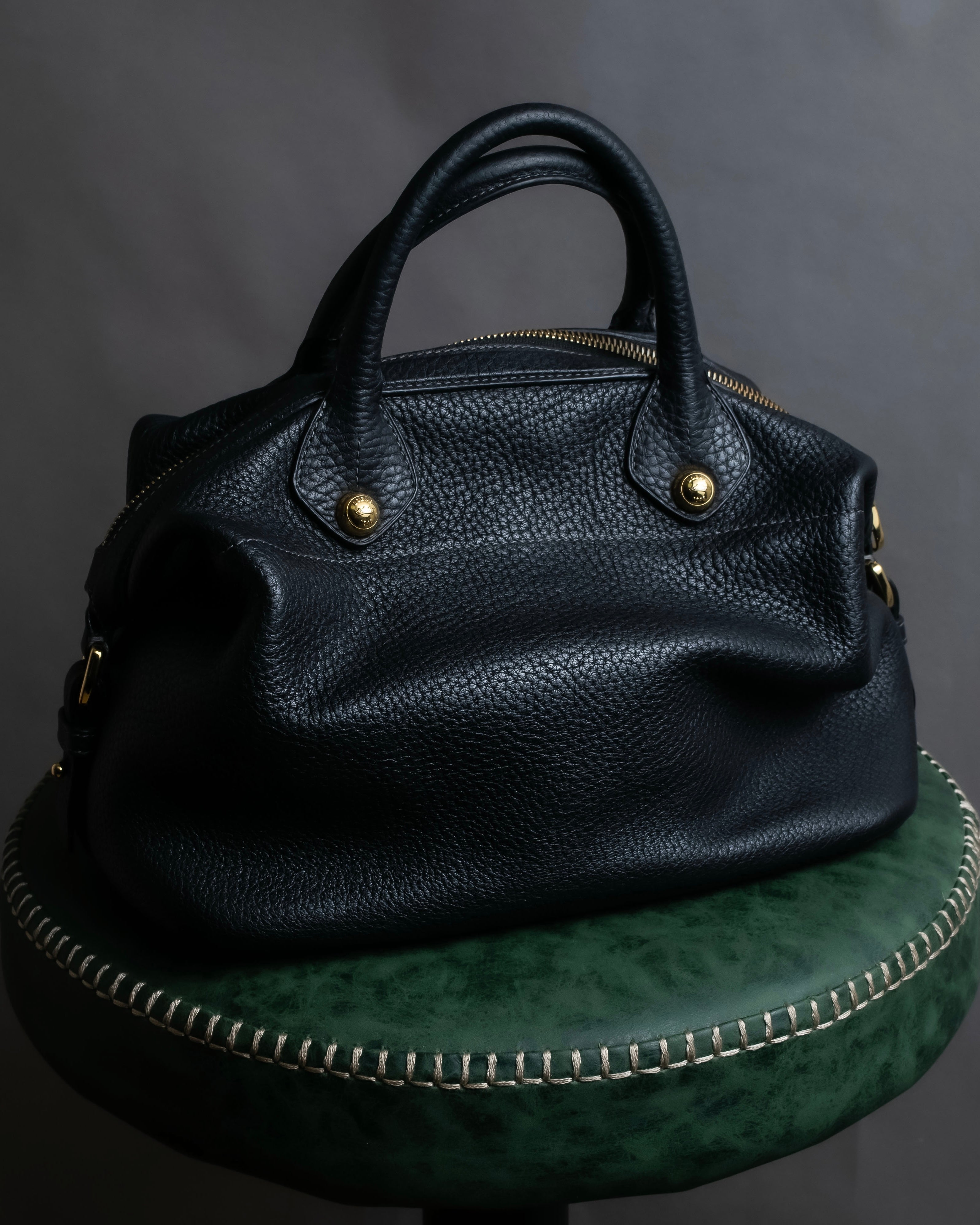 "LOEWE" Flap pocket design ostrich leather bag