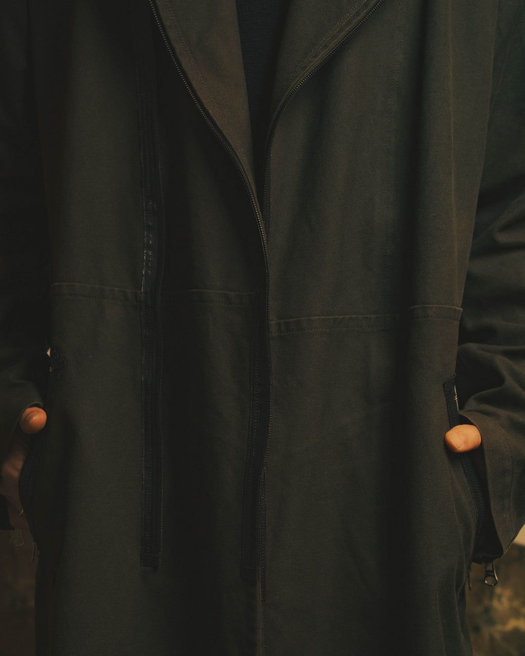 -SPECIAL- "COMME des GARÇONS HOMME" 03AW Asymmetric zip long coat