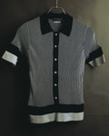 "Salvatore Ferragamo" 00's-10's Monochrome striped cotton knit polo