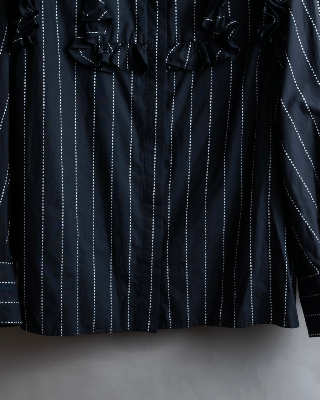 "MSGM" Frill design logo pinstripe pattern shirt