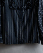 "MSGM" Frill design logo pinstripe pattern shirt
