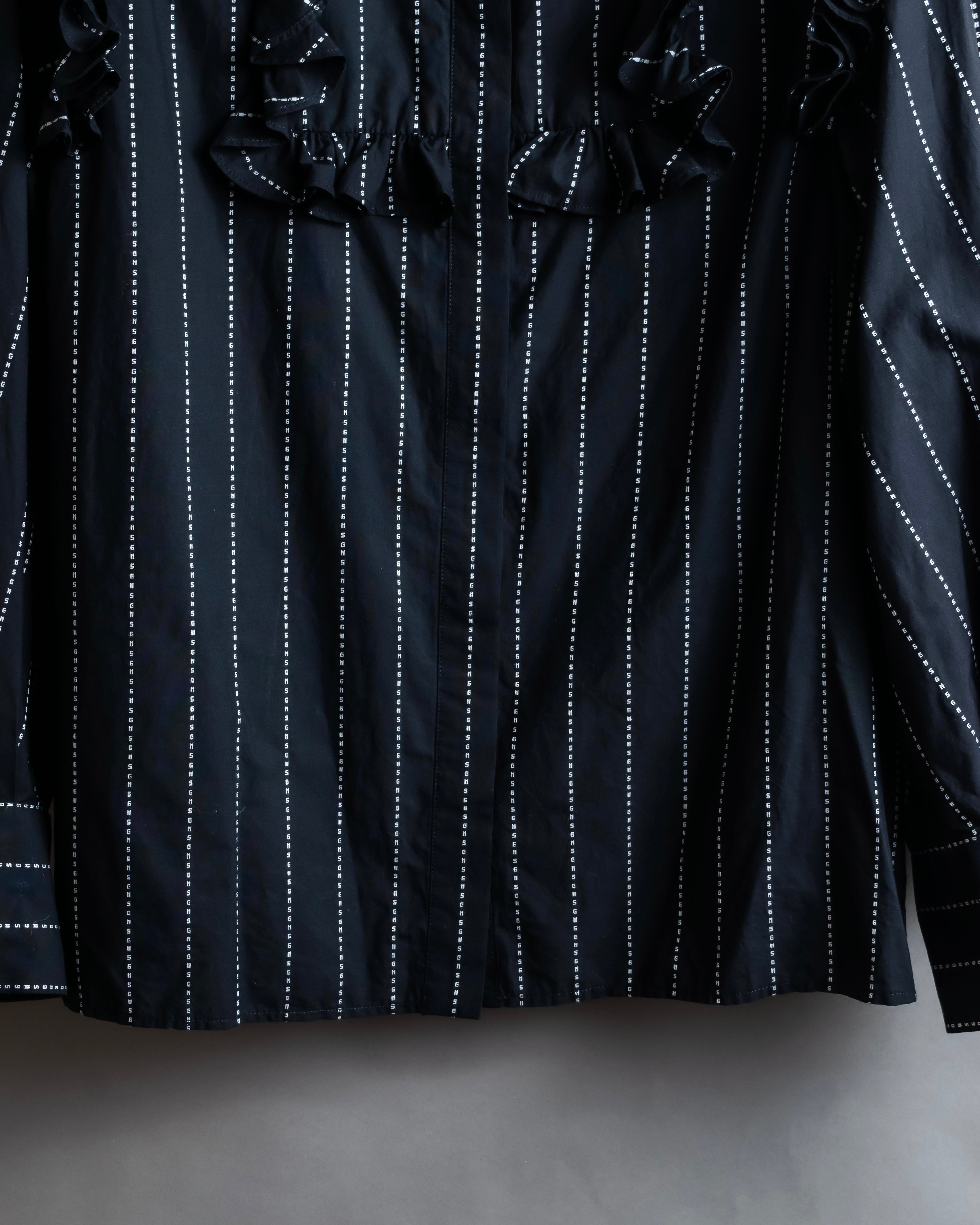 "MSGM" Frill design logo pinstripe pattern shirt
