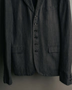 "COMME des GARÇONS HOMME" 10SS Vintage multi-button hickory stripe linen wool jacket