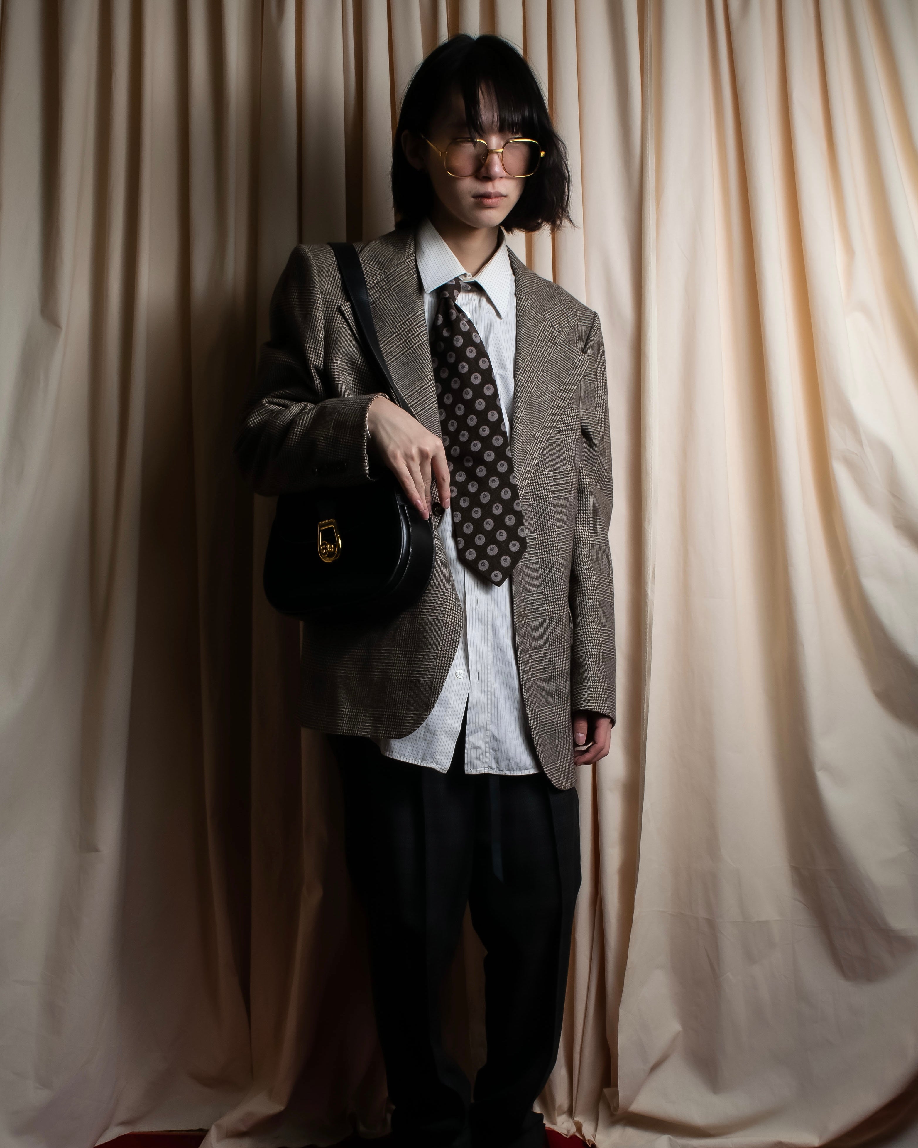 "GIORGIO ARMANI" Oval motif dot silk necktie