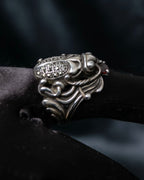 “Vintage” Beetle motif stone decorated silver ring