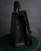 “Salvatore Ferragamo” 90’s Lizard embossed top handle shoulder bag