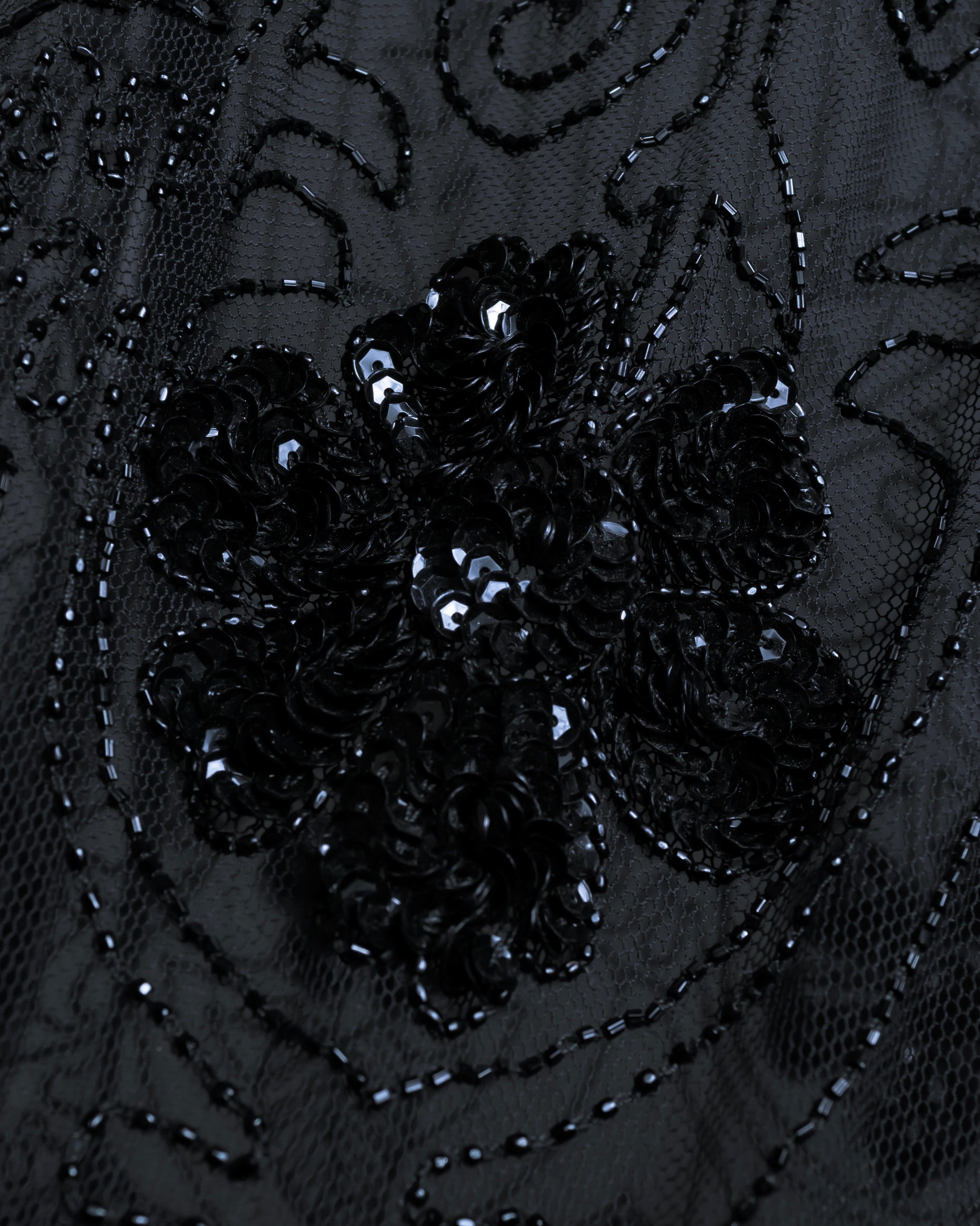 "RRL Ralph Lauren" Sequined beaded plant motif tulle sleeveless dress