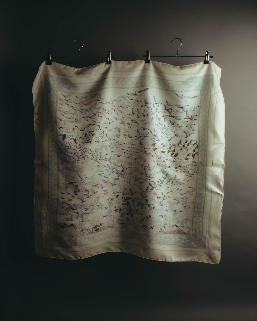 "Hermès" 00's Pastel bird print silk scarf