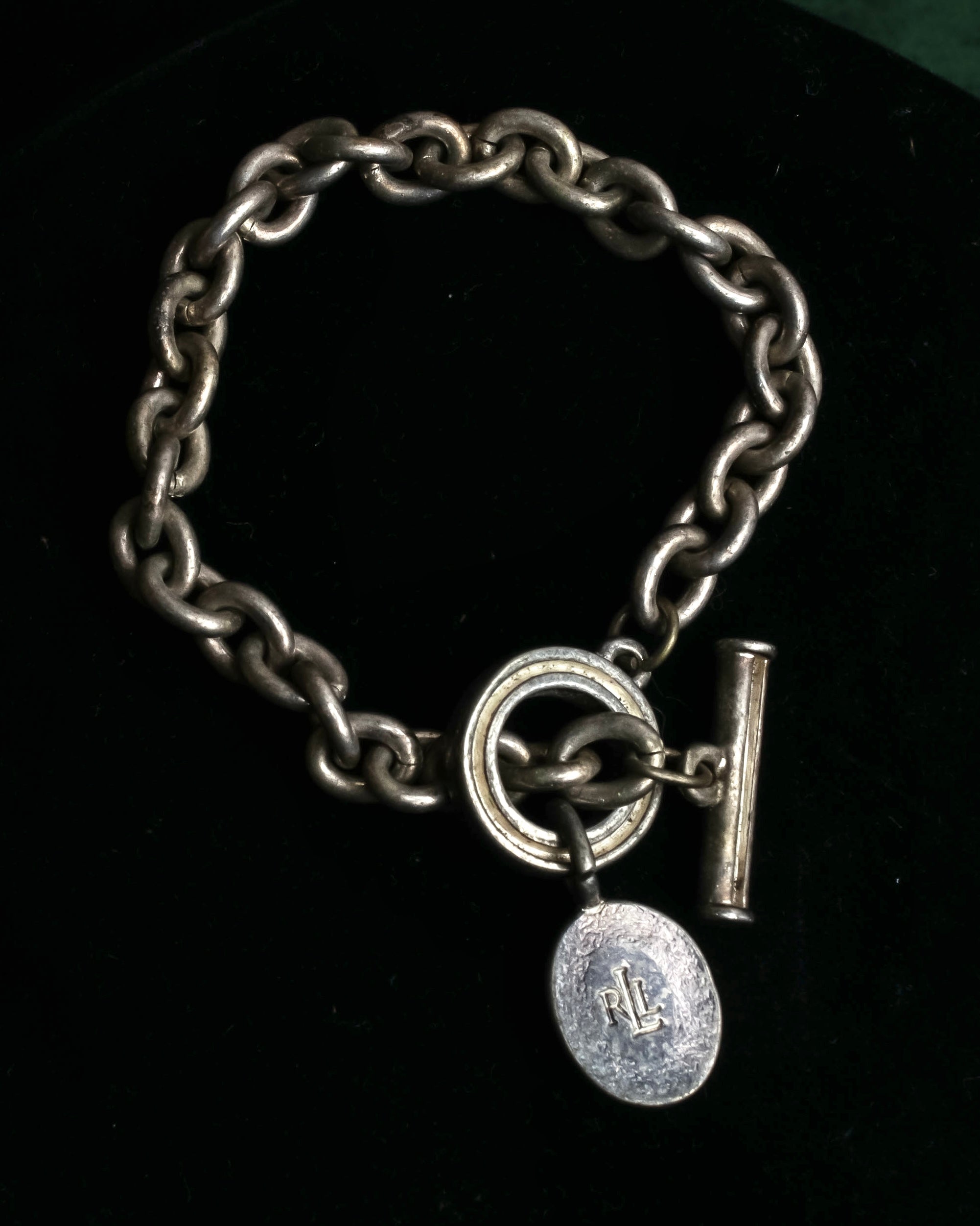 "Ralph Lauren" Circular toggle motif design silver bracelet