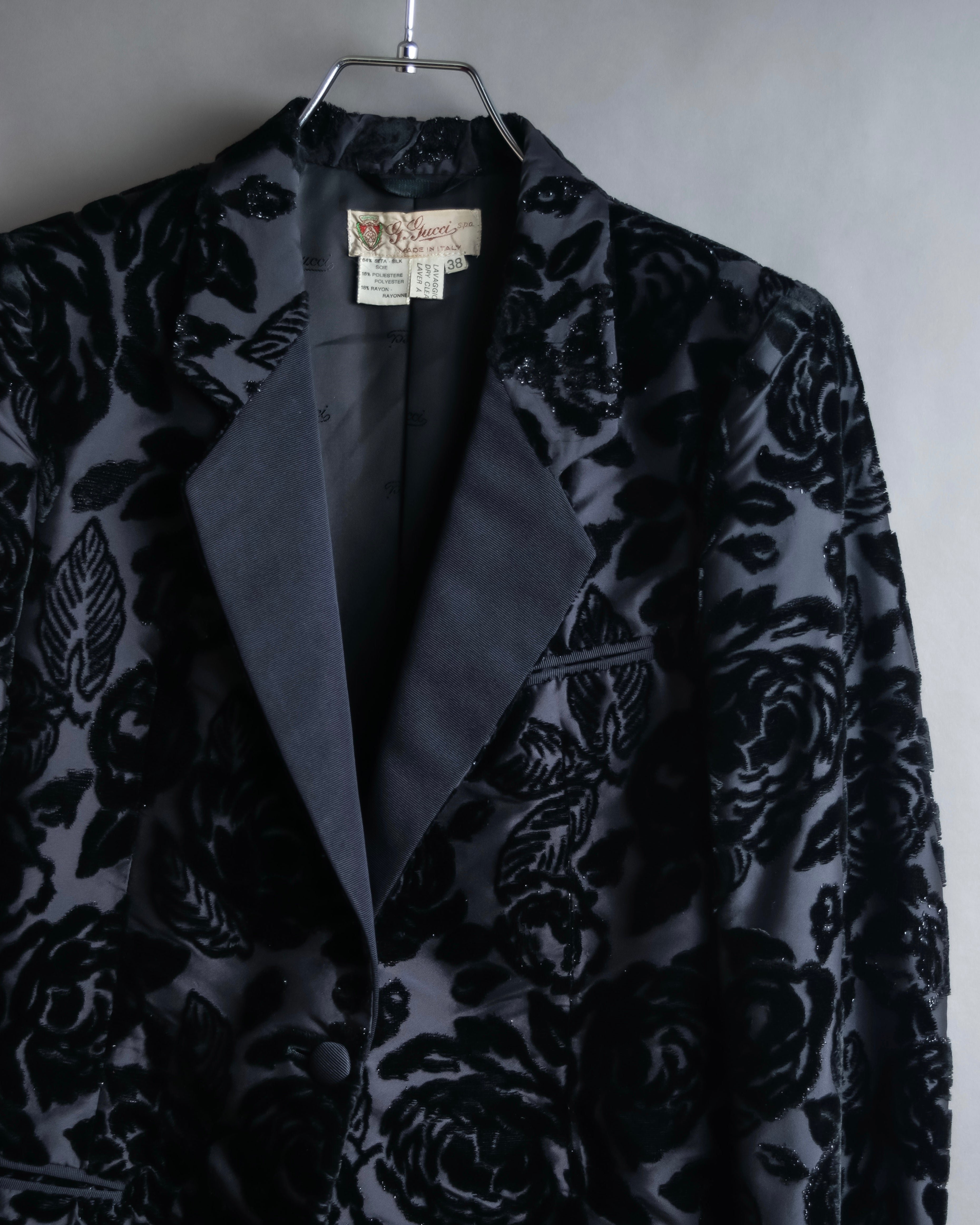 "GUCCI" Floral patterned lamé tailored jacket"
