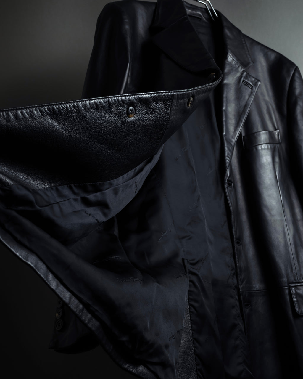 "Salvatore Ferragamo" Straight silhouette leather tailored jacket