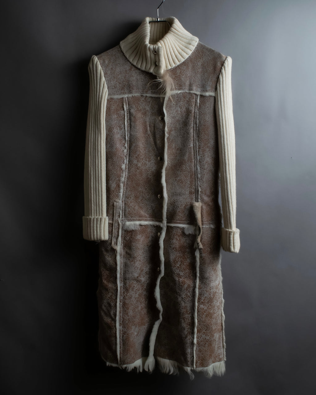 "Dolce &amp; Gabbana" Mouton &amp; knit combination design coat