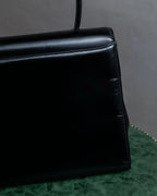 "Charles Jourdan" Logo half-moon metal plate design leather hand bag