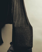 "SAINT LAURENT PARIS" 2020's Sheer ribbed silk blend polo cardigan