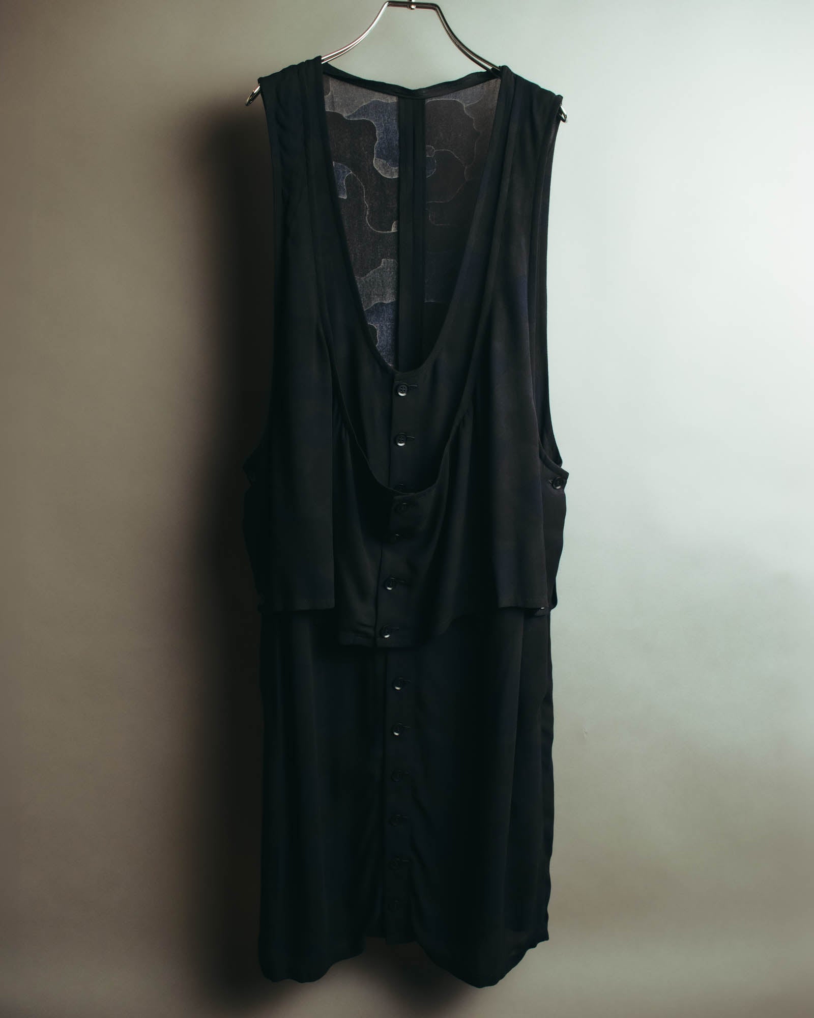 "Y's" 00's-10's Layered cupro sleeveless maxi dress