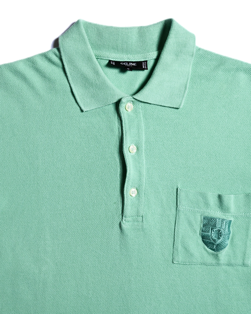 CÉLINE/ Logo Emblem Polo Shirt Mint Green
